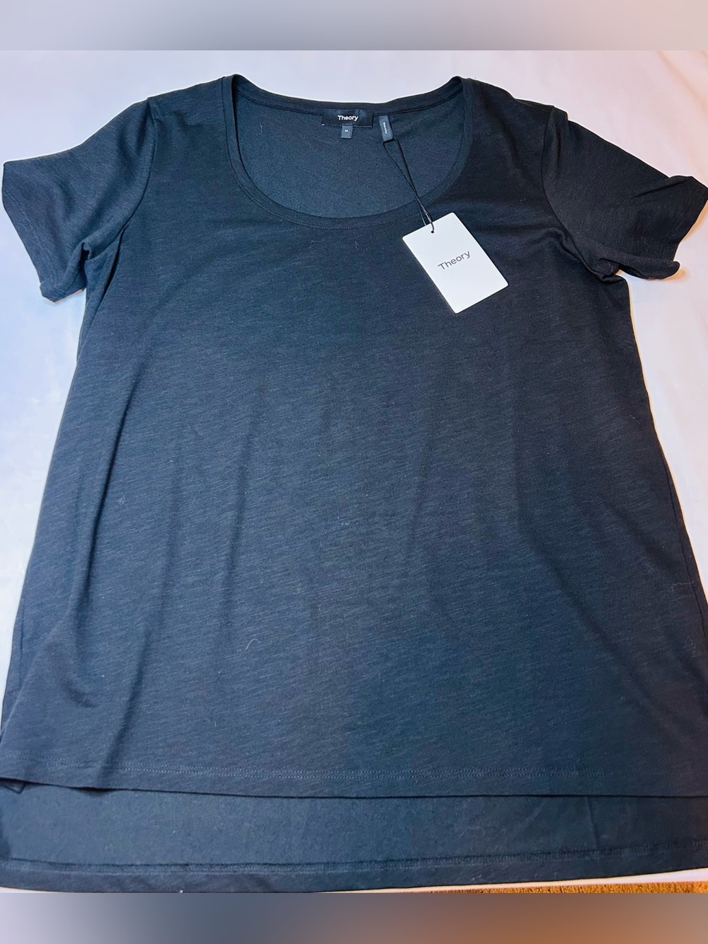 Theory Black Short Sleeve Scoop Neck Tee